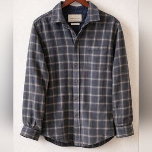 Outdoor Life Slim Fit Gray Bown Men's Elbow Patch Plaid Long Sleeves Top Size XL